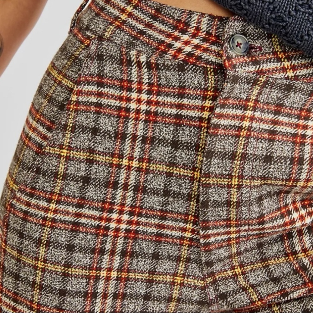 Free People Dark Academia Tartan Plaid Wide Leg Shape Up Trouser Pants Size 2 - Picture 5 of 15